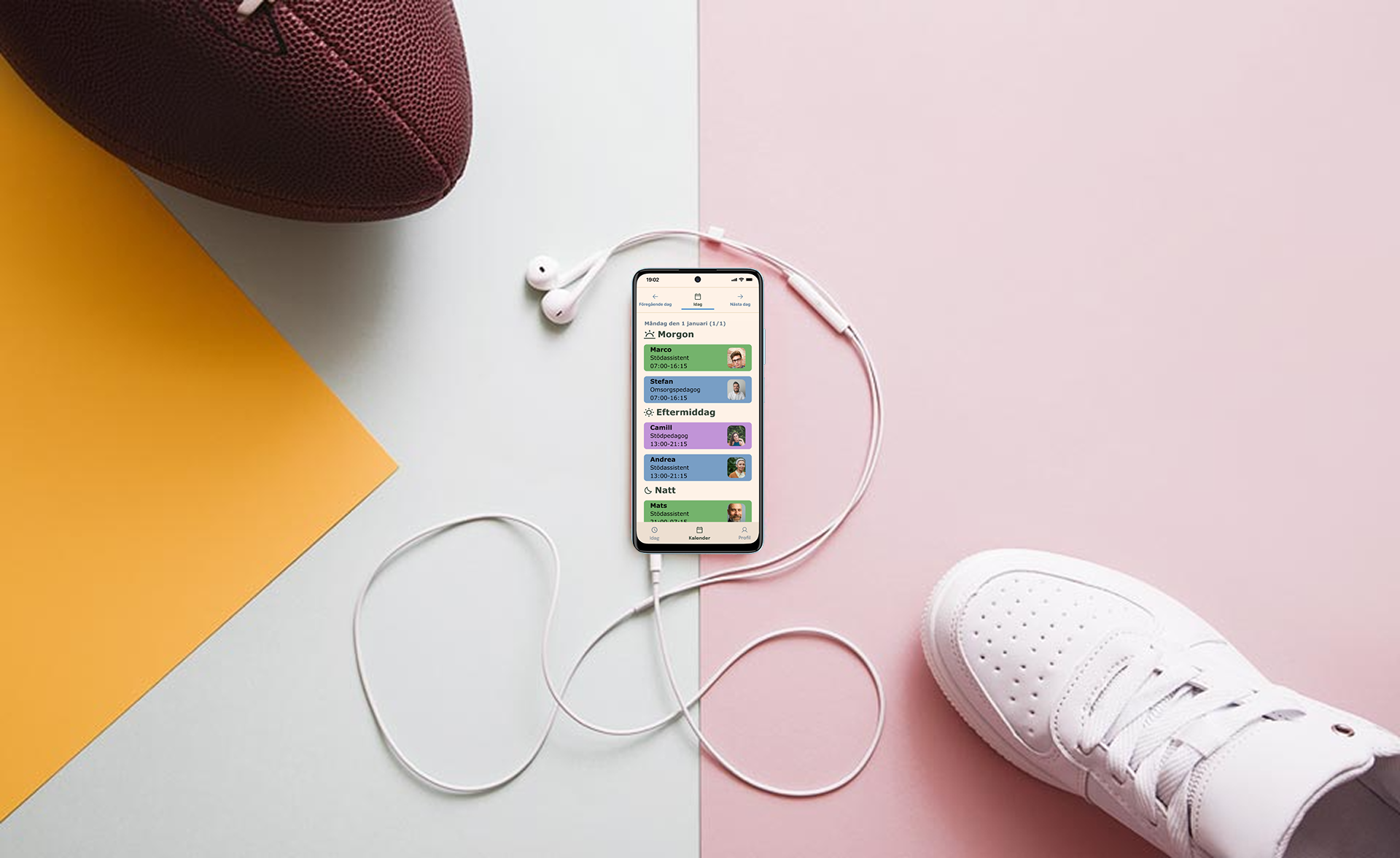 Telefon med hörlurar